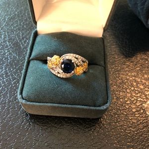Women’s Two-tone Created Blue Sapphire Ring sz10